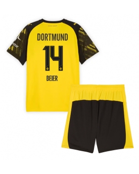 Billige Fotballdrakt Borussia Dortmund Maximilian Beier #14 Replika Hjemmedraktsett Barn 2025-26 Kortermet (med bukser)